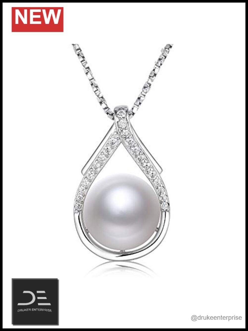 Genuine 925 Sterling Silver 10-10.5mm Freshwater Pearl Necklace Dainty Pendant